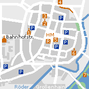 Großenhain, Plan einiger Sehenswürdigkeiten im denkmalgeschützten historischen Stadtkern