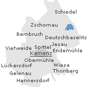 Lage einiger Ortsteile von Kamenz