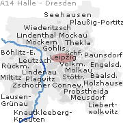 Lage einiger Stadtteile von Leipzig
