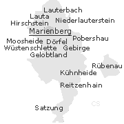 Lage einiger Ortsteile von Marienberg