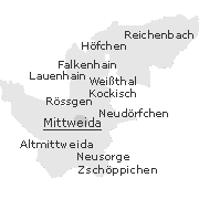 Lage einiger Ortsteile von Mittweida