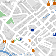  Oelsnitz im Vogtland - Stadtplan mit Sehenwürdigkeiten in der Innenstadt