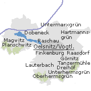 Lage einiger Ortsteile von Oelsnitz im Vogtland