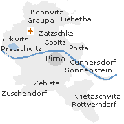 Lage einiger Ortsteile von Pirna