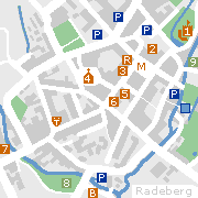 Radeberg - Stadtplan mit Sehenwürdigkeiten in der Innenstadt