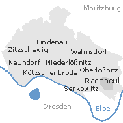 Lage der Stadtteile im Stadtgebiet von Radebeul