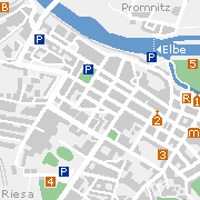Riesa, Stadtplan einiger Sehenswürdigkeiten in der Innenstadt