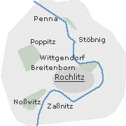 Lage einiger Ortsteile von  Rochlitz