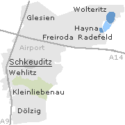 Lage einiger Ortsteile von Schkeuditz