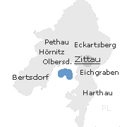 Lage einiger Ortsteile von  Zittau