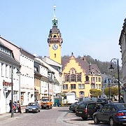 Muldenstadt Waldheim - Blick zum Jugendstil Rathaus