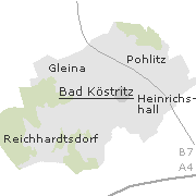 Lage einiger Orte und Ortsteile im Stadtgebiet von Bad Köstritz in Thüringen