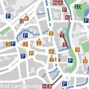 Bad Langensalza, Stadtplan mit Sehenswürdigkeiten in der Altstadt