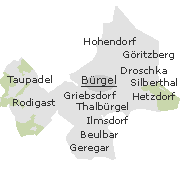 Lage einiger Ortsteile von Bürgel