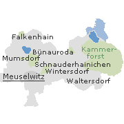 Lage einiger Orte im Stadtgebiet von Meuselwitz